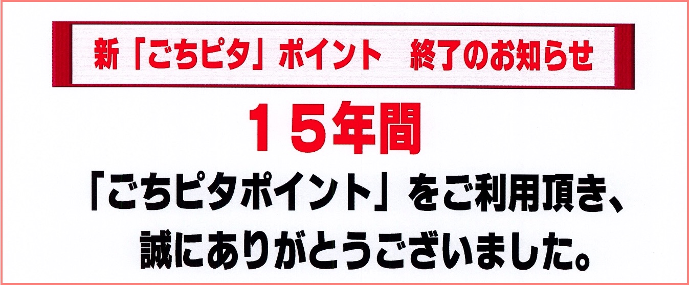 ごちピタクーポン終了のお知らせ